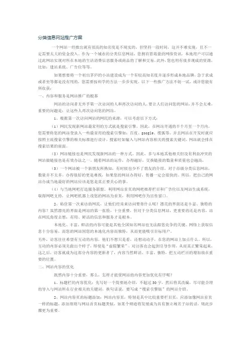 分类信息网站推广方案