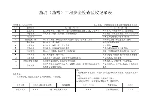 26基坑(基槽)工程安全检查验收记录表