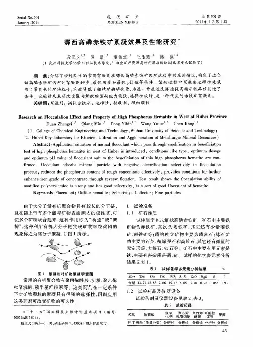 鄂西高磷赤铁矿絮凝效果及性能研究