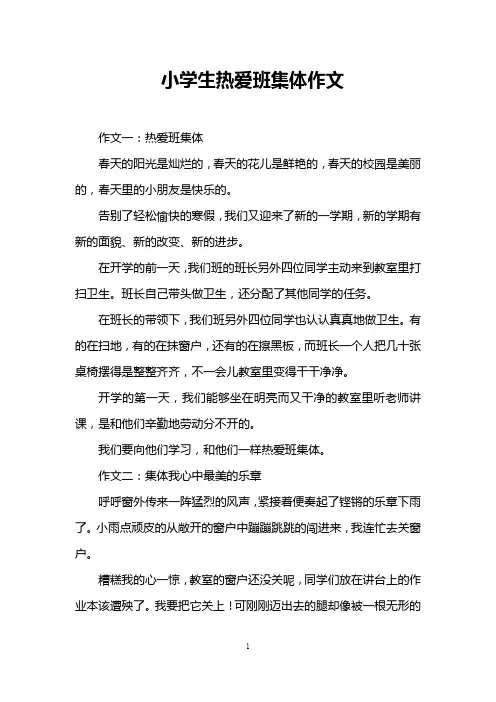 小学生热爱班集体作文