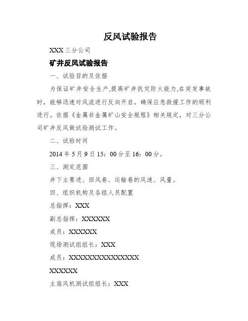 反风试验报告