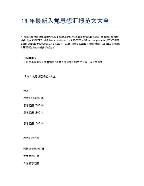 18年最新入党思想汇报范文大全【思想汇报精品范文】