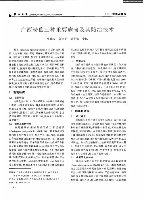 广西粉葛三种重要病害及其防治技术