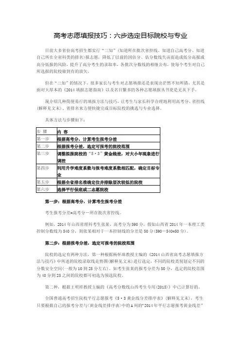 高考志愿填报技巧：六步选定目标院校与专业