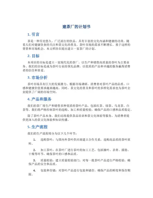 建茶厂的计划书