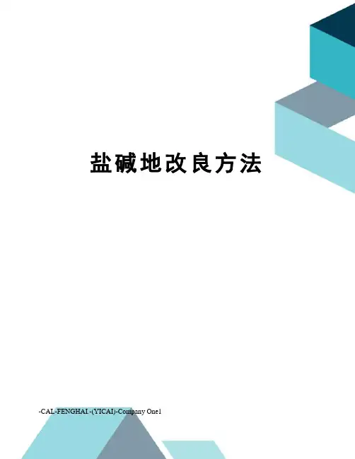 盐碱地改良方法