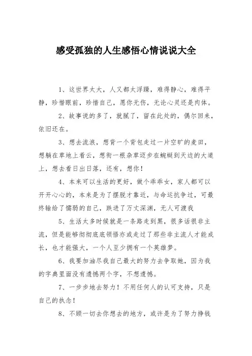 感受孤独的人生感悟心情说说大全