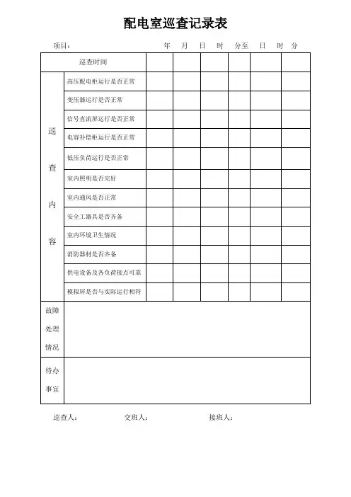 配电室巡查记录表