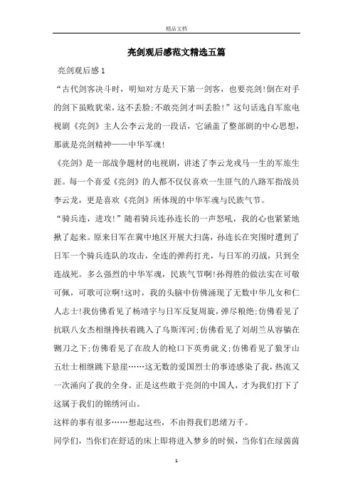 亮剑观后感范文精选五篇