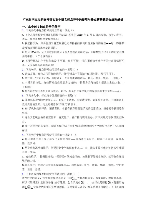 广东省湛江市新高考语文高中语文标点符号的使用与热点解答题组合练附解析