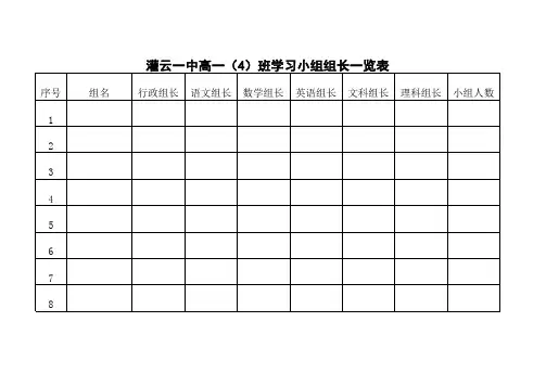 学习小组组长分工表