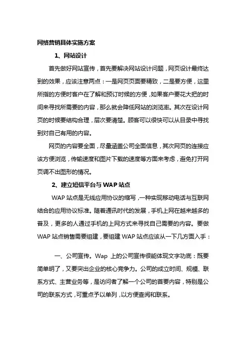 网络营销具体实施方案