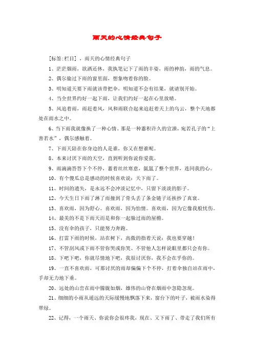 雨天的心情经典句子