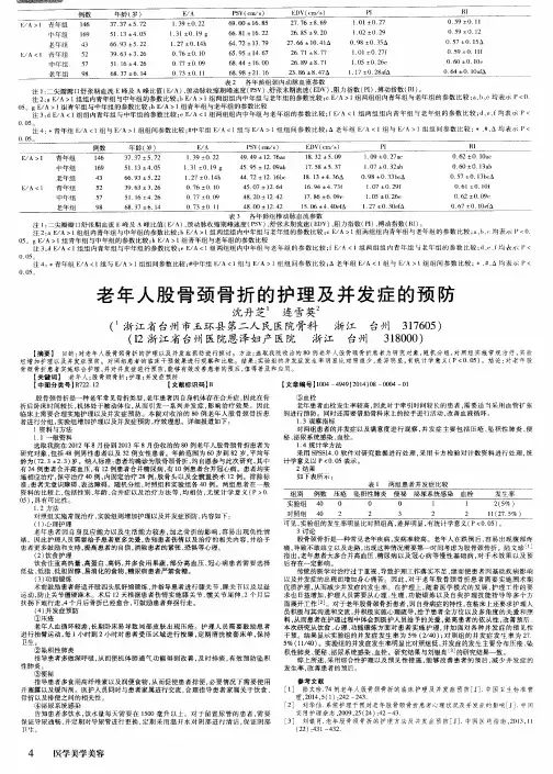 老年人股骨颈骨折的护理及并发症的预防