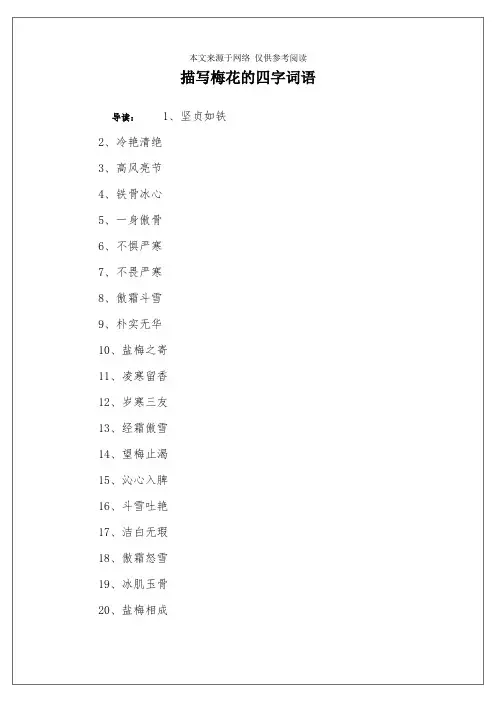 描写梅花的四字词语