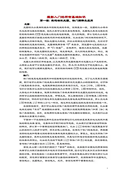 摄影入门地所有基础知识