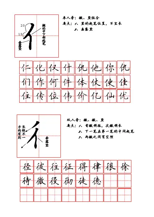 硬笔书法教案 偏旁部首
