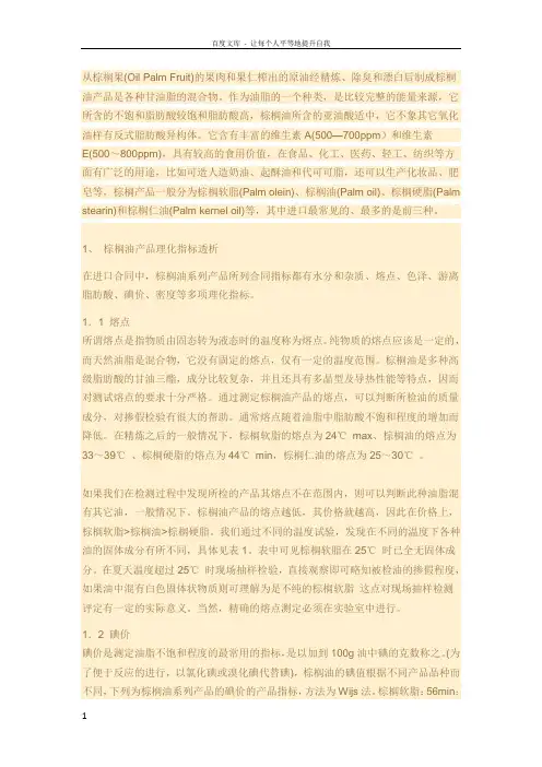 棕榈油产品理化指标