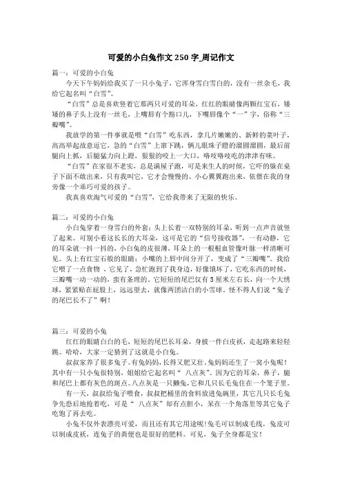可爱的小白兔作文250字_周记作文_1