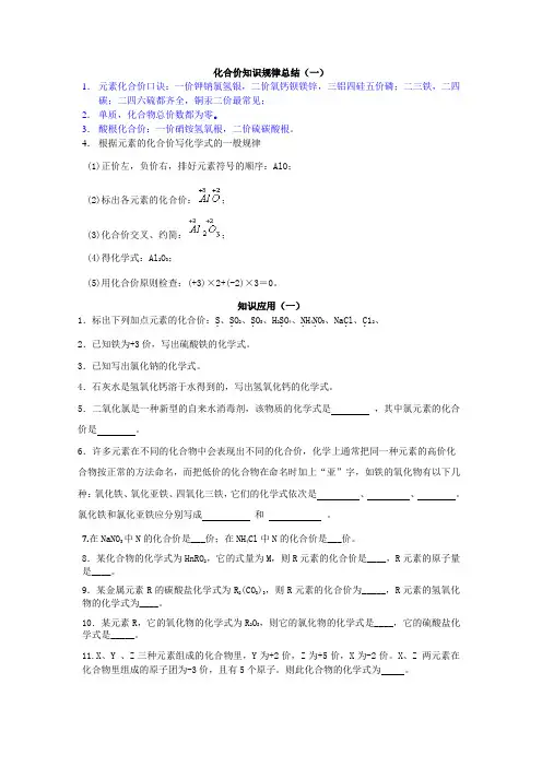 化合价知识规律总结