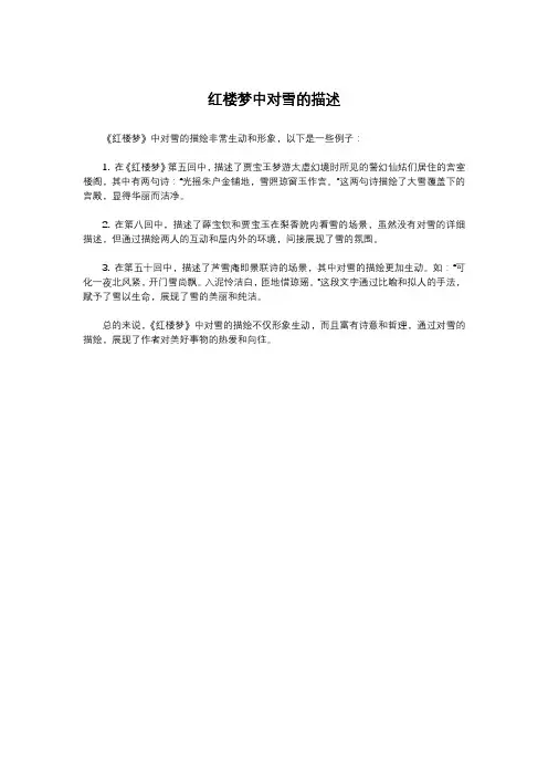 红楼梦中对雪的描述
