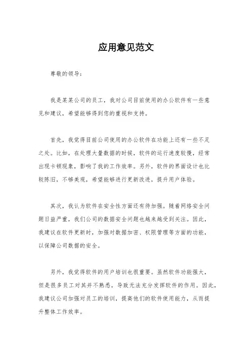 应用意见范文