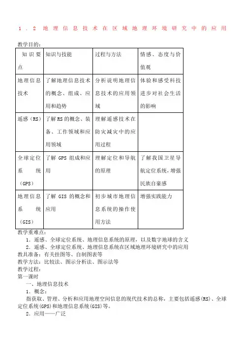 《地理信息技术在区域地理环境研究中的应用》教案