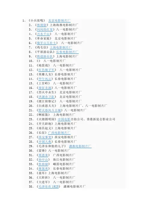 爱国主义电影100部
