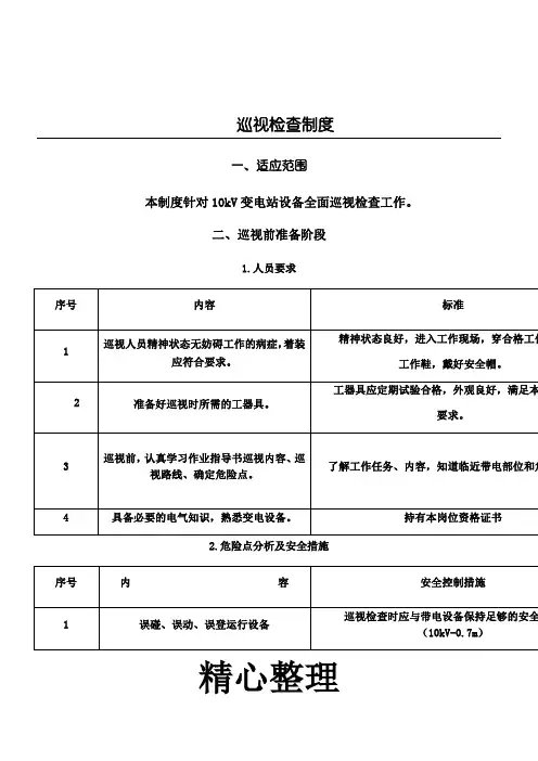 10kV配电室巡查制度流程
