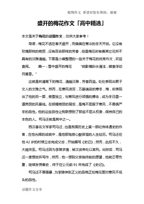 盛开的梅花作文「高中精选」