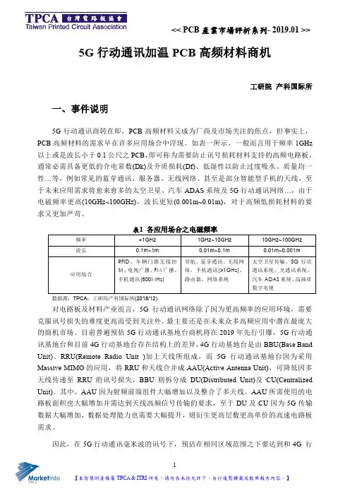 5G行动通讯加温PCB高频材料商机