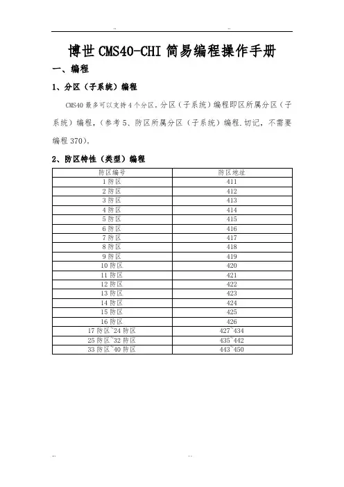 博世CMS40_CHI简易编程操作手册范本