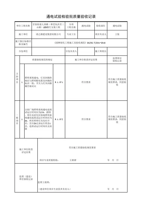 通电试验检验批质量验收记录