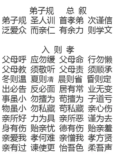 弟子规 隶书字帖版