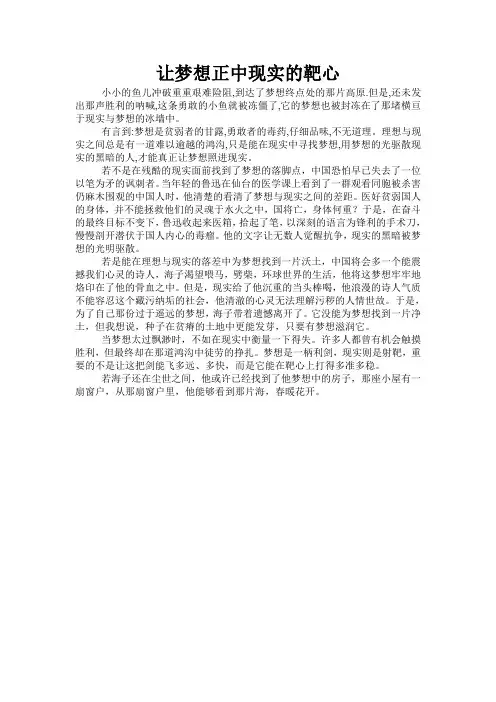 作文：梦想与现实