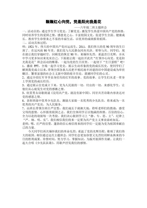 红领巾心向党主题班会 2