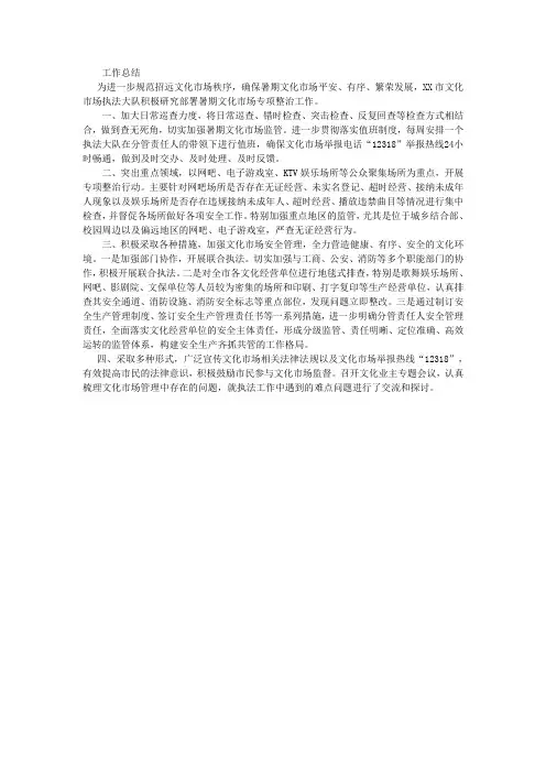 文化执法工作总结