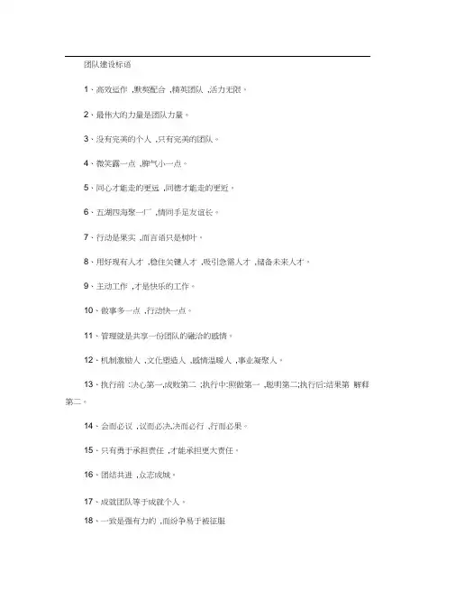 团队建设标语口号汇总