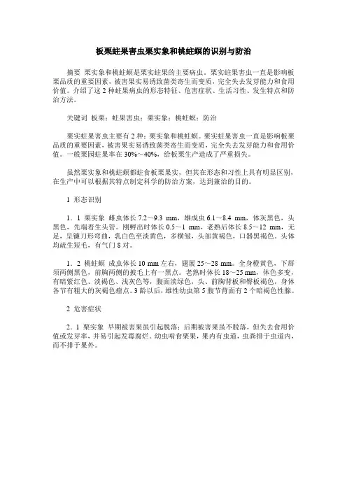 板栗蛀果害虫栗实象和桃蛀螟的识别与防治