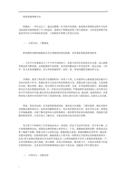 师徒带教师傅小结