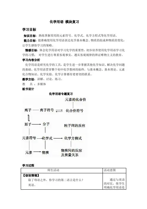 化学用语专题复习