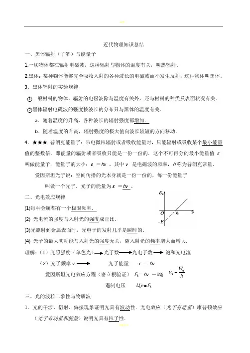 高中近代物理知识点总结