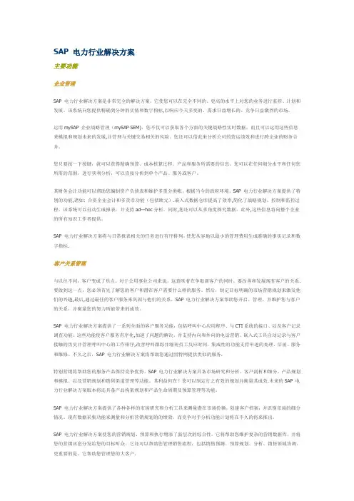 SAP 电力行业解决方案