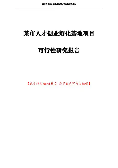 某市人才创业孵化基地项目可行性研究报告