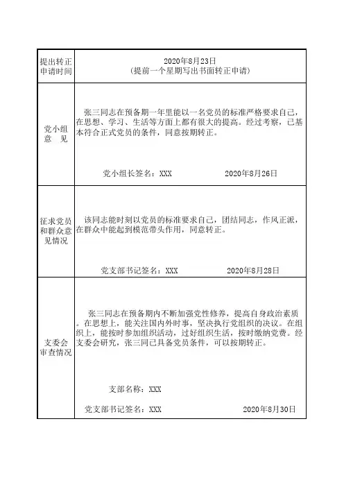 发展党员全程记实表(填写模板)(5)