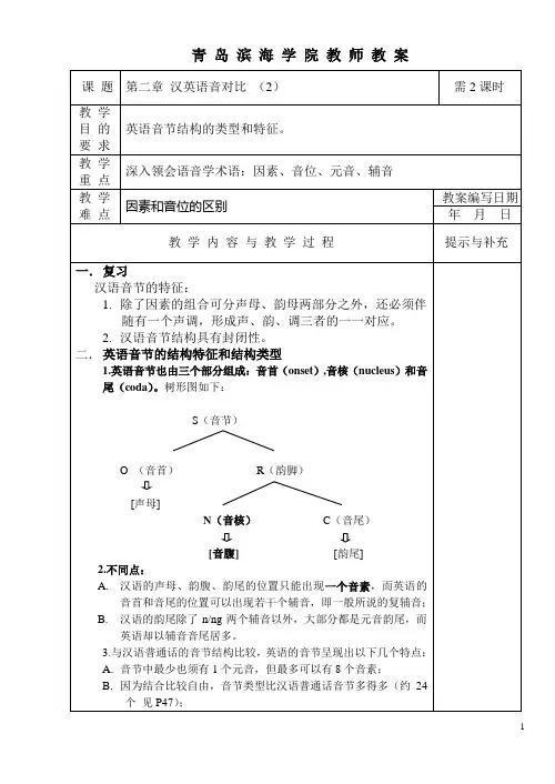 汉英语言对比教案 2