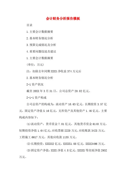 2019年会计财务分析报告模板