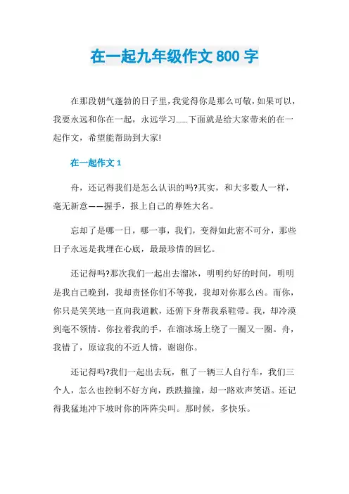 在一起九年级作文800字