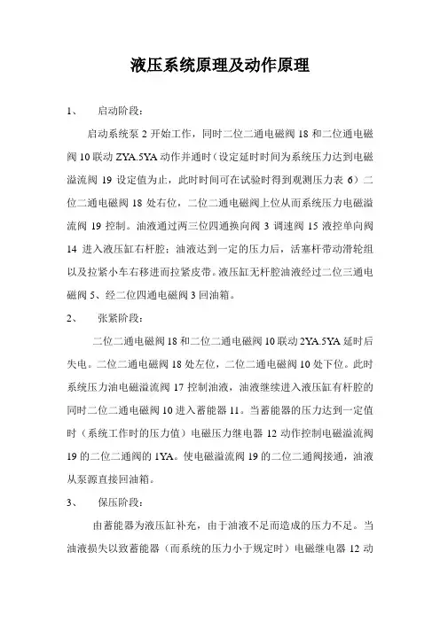 液压系统原理及动作原理