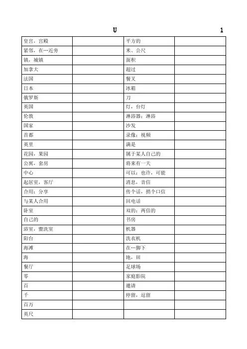 牛津初中英语译林版7B全册单词默写表